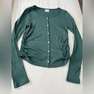 Abercrombie kids Green Ribbed Long Sleeve Cardigan